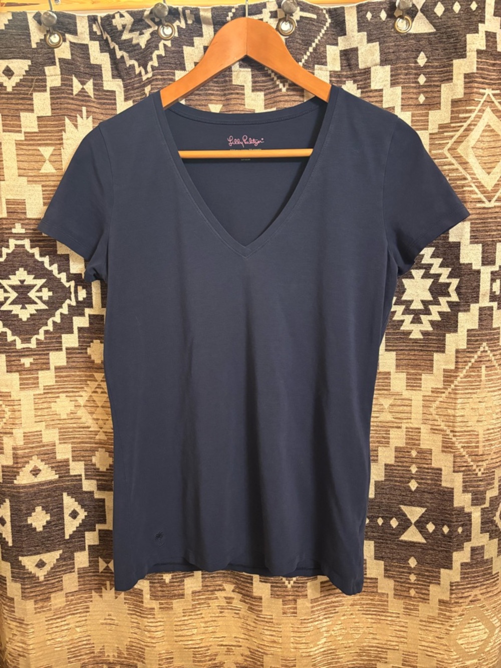 Women’s Lily Pulitzer Meredith Tee, True Navy, Size Medium, Pima Cotton - Picture 4 of 15